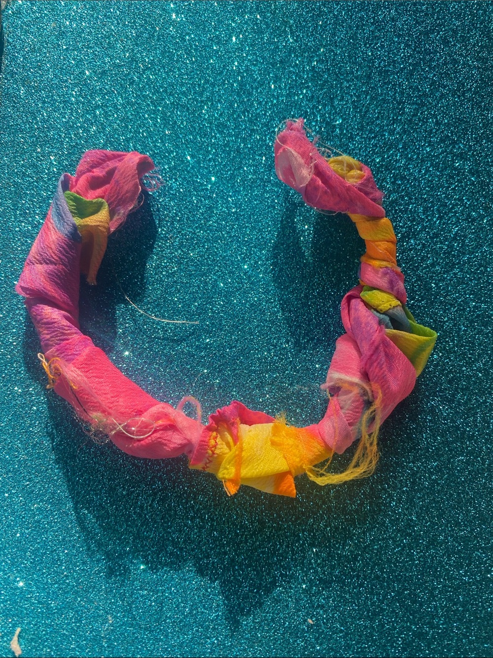 Bright Pink Multicolor Fabric Twist Bracelet